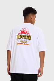 Polera Hombre Print Flamas Blanco