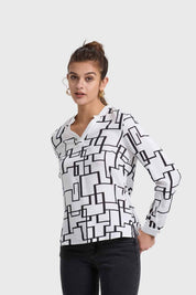 Blusa Mujer Escote V Print Crudo