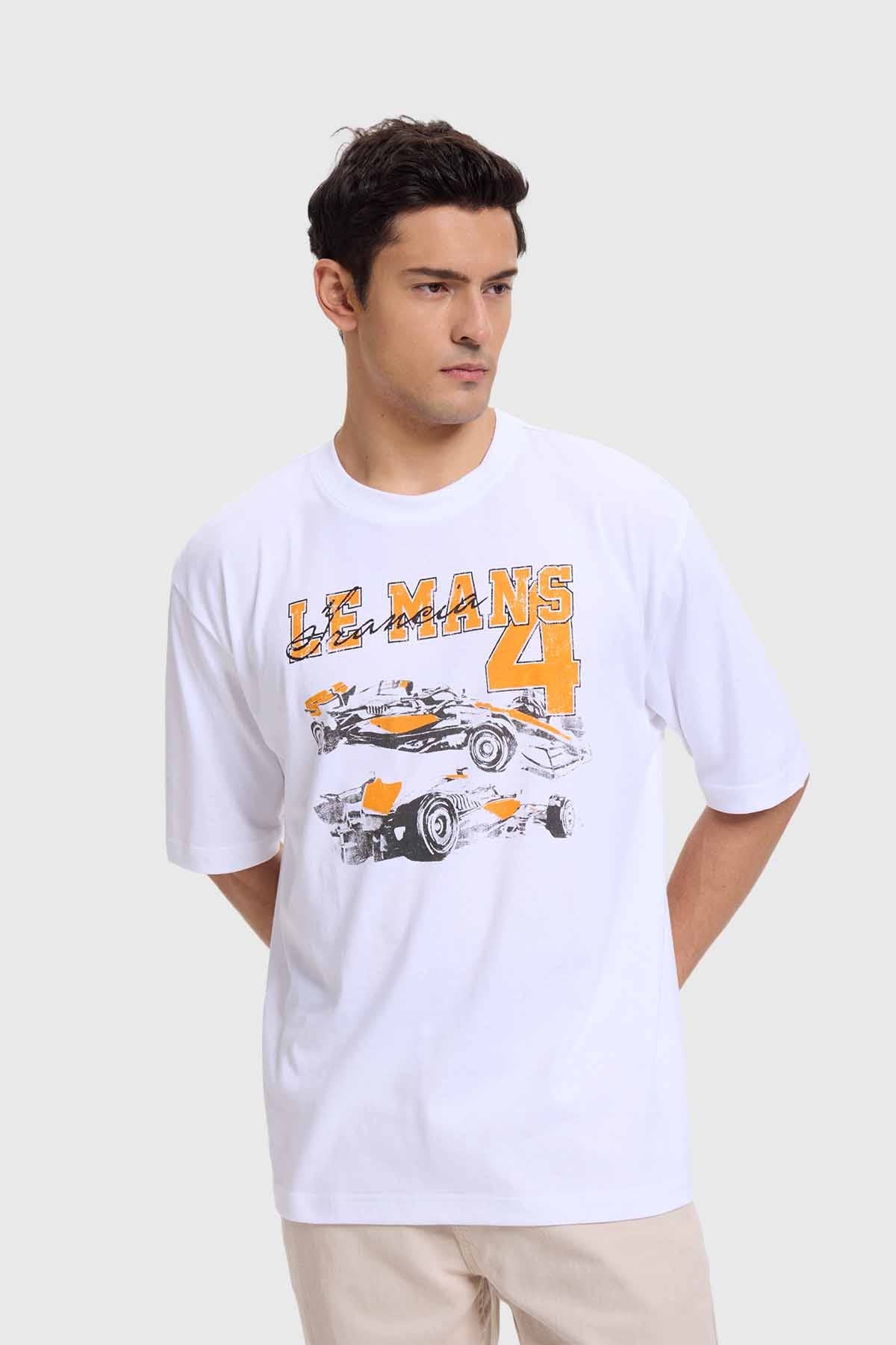 Polera Hombre Estampado Blanco