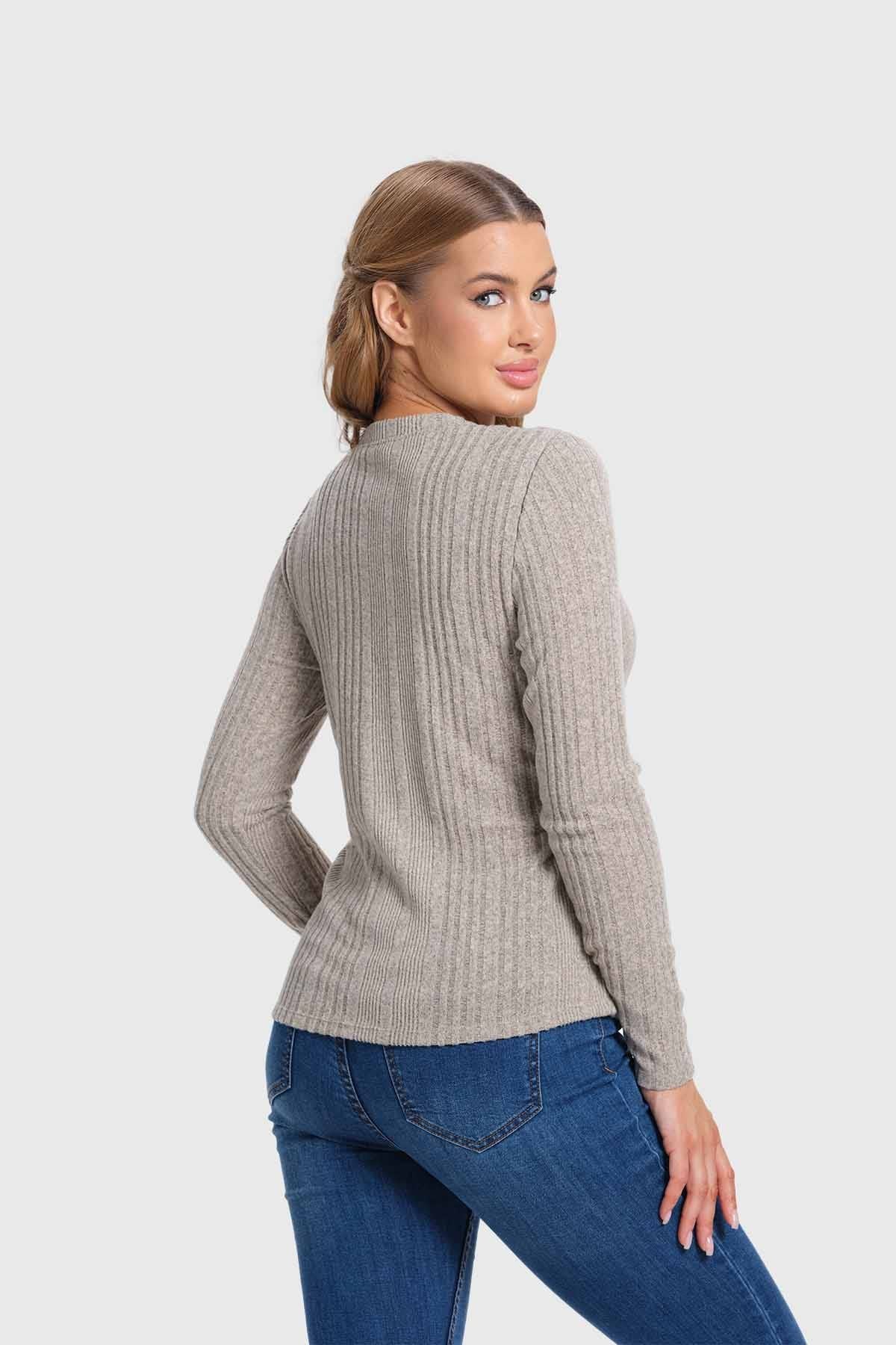 Polera Mujer Rib Camman Beige