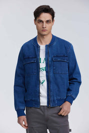 Chaqueta Hombre Bomber Denim Azul