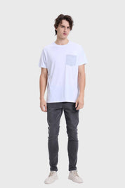 Polera Hombre Con Bolsillo Blanco