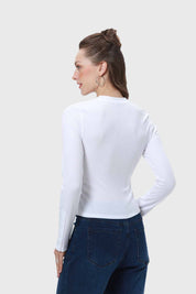 Polera Mujer Botones Blanco