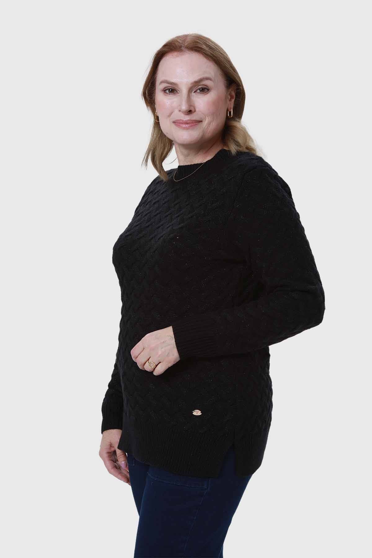 Sweater Mujer Calado Negro