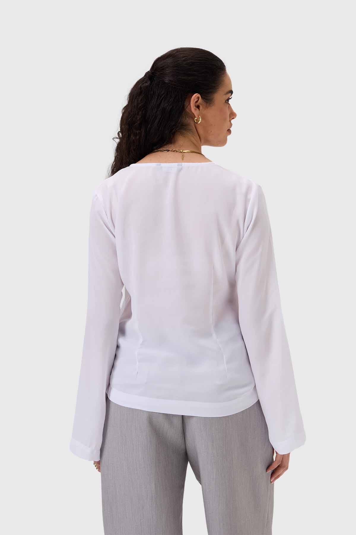 Blusa Mujer Manga Flare Blanco