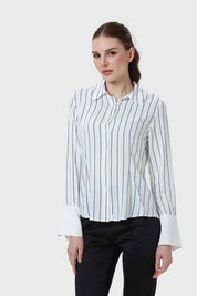 Blusa Mujer Abotonada Con Pinzas Blanco