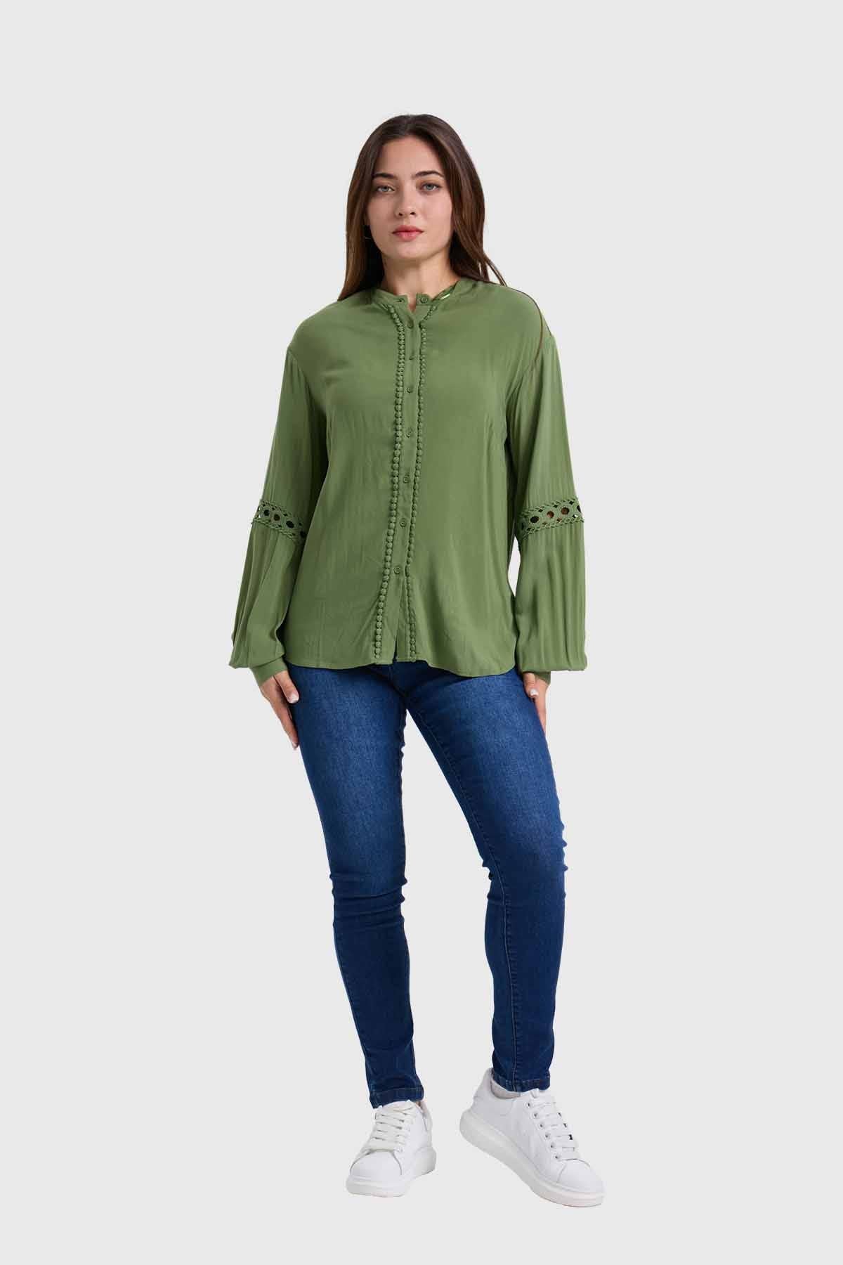 Blusa Mujer Macramé Verde