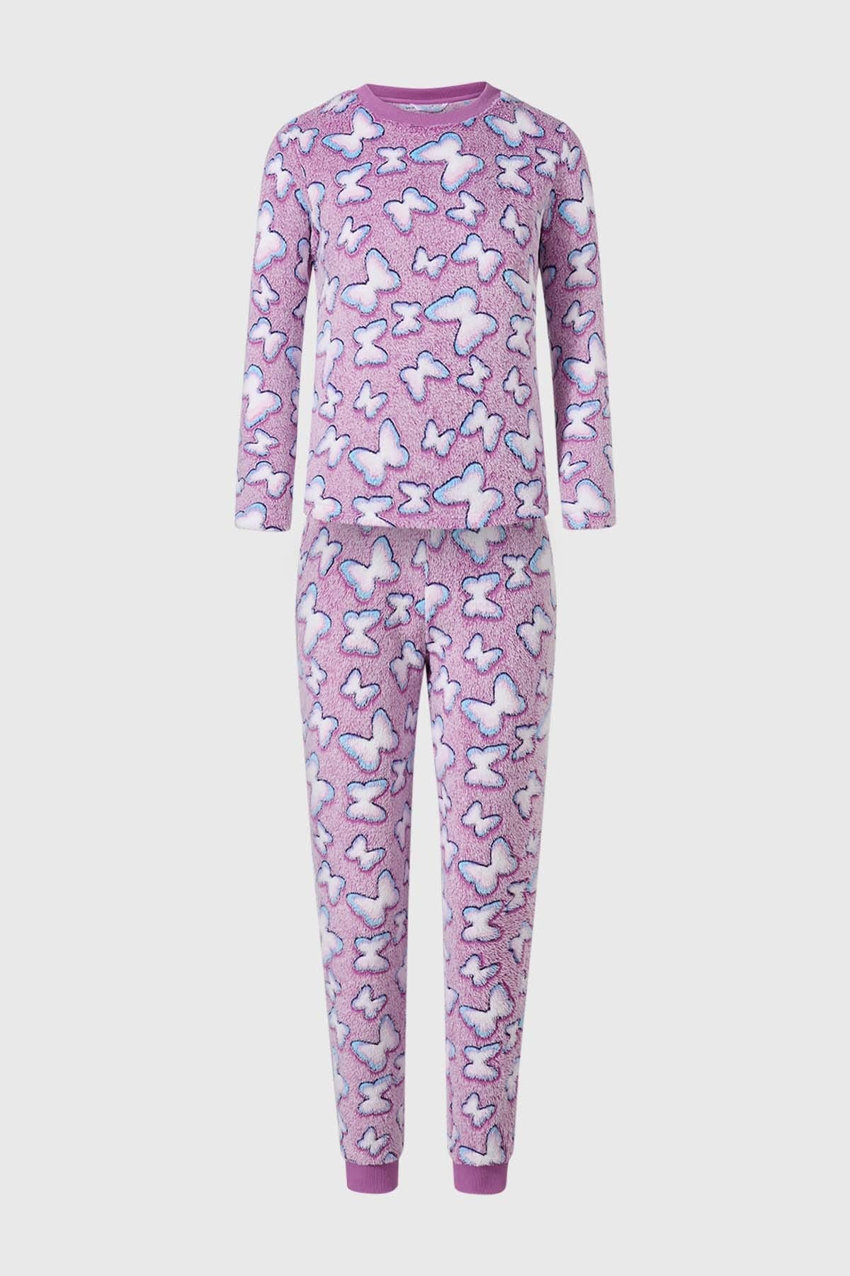 Pijama Niña Polar Fosforescente Lila