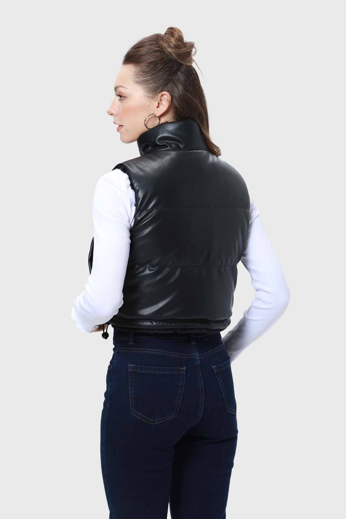 Parka Mujer Piel Reversible Negro
