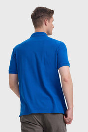 Polera Hombre Básica Piqué Azul