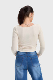 Polera Mujer Recogido Lateral Crudo