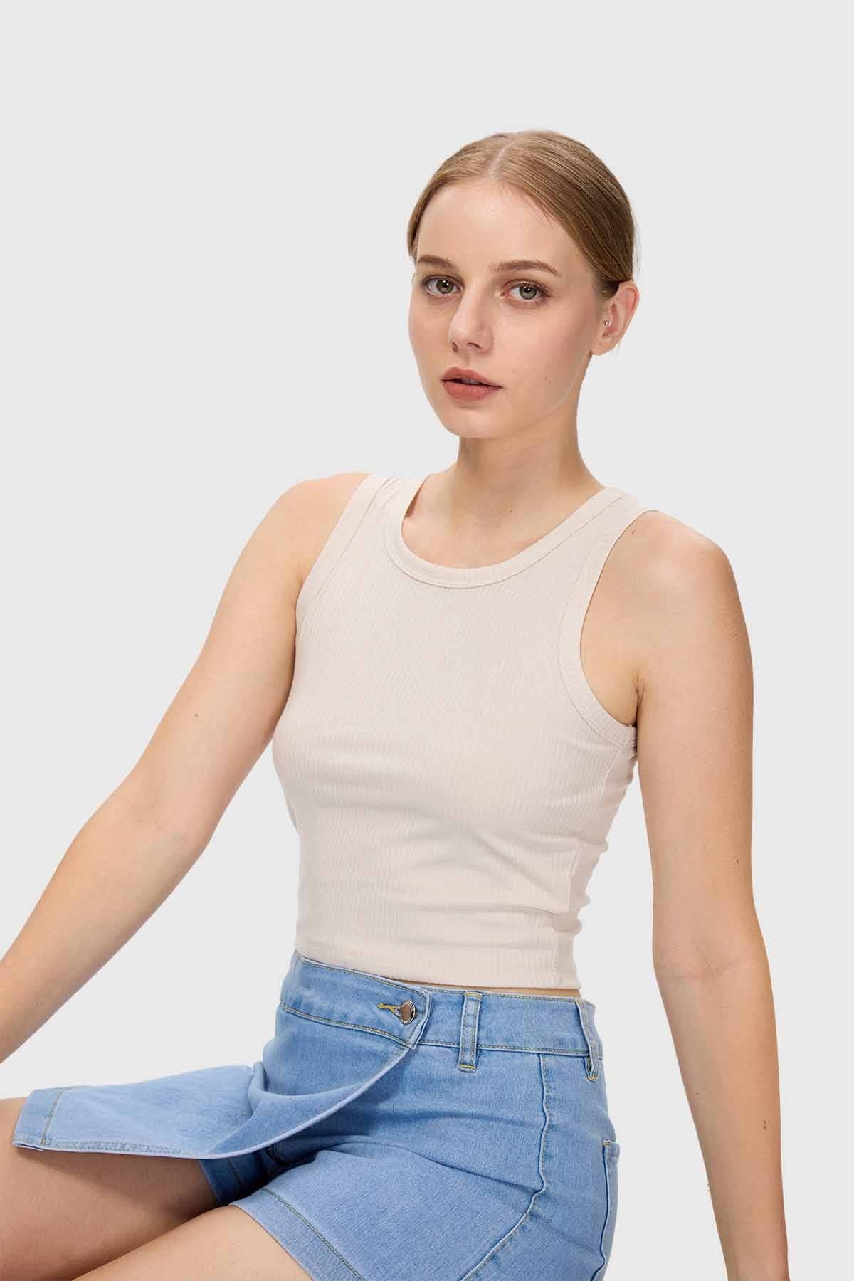 Polera Mujer Sudadera Beige