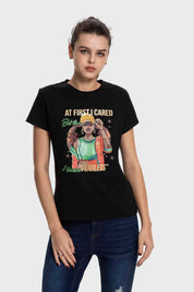 Polera Mujer Básica Print Negro / Verde