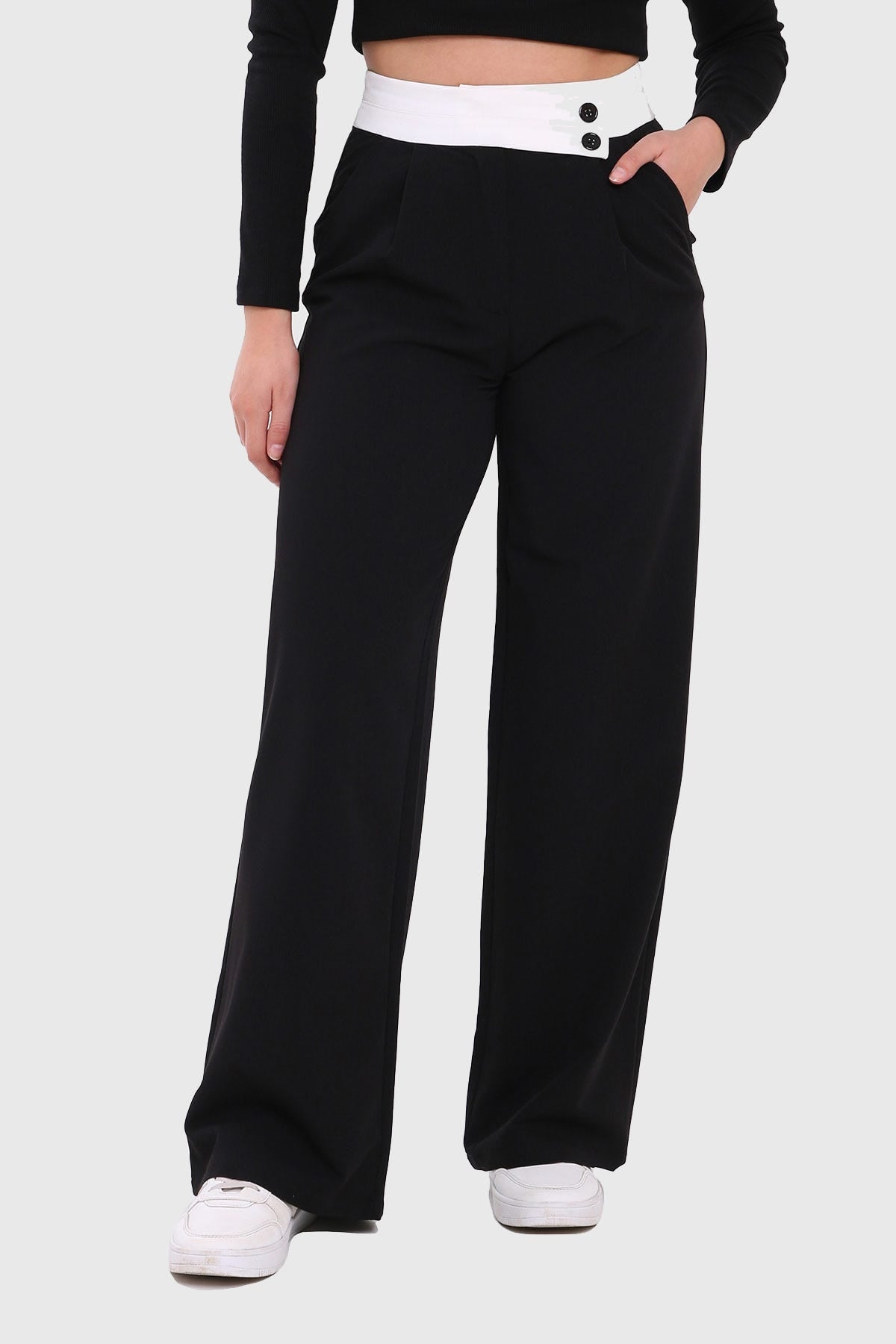Pantalón Mujer Sastrero Pretina Negro