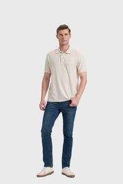 POLERA HOMBRE PIQUE BÁSICA LISA BEIGE