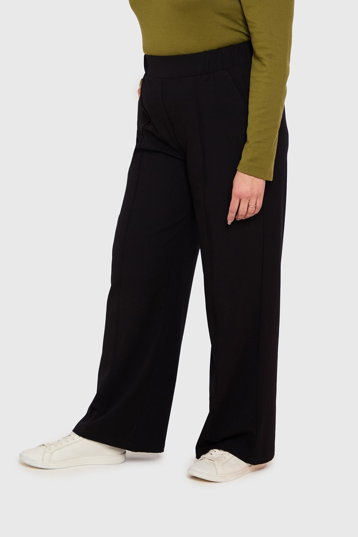 PANTALÓN MUJER CON PRETINA ELÁSTICA NEGRO