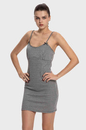 Vestido Mujer Corto Vichy Negro