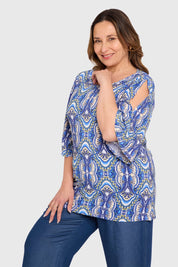 Polera Mujer Corte En Hombros Azul