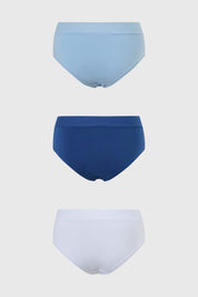 Calzón Mujer Tripack Bikini Algodón Celeste