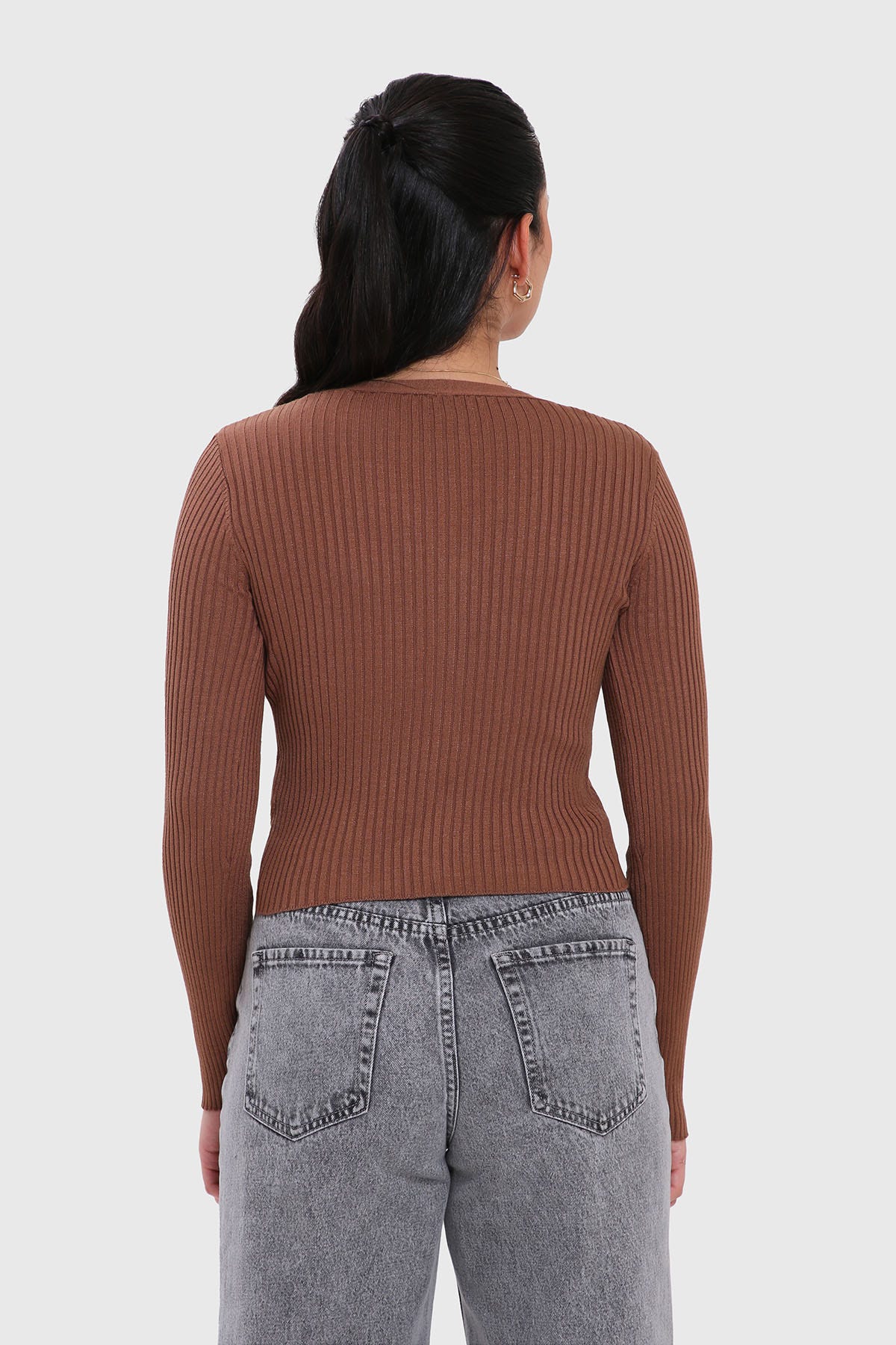 Sweater Mujer Cropped Café