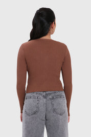 Sweater Mujer Cropped Café