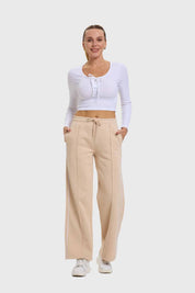 Pantalón Mujer Wide Leg Beige