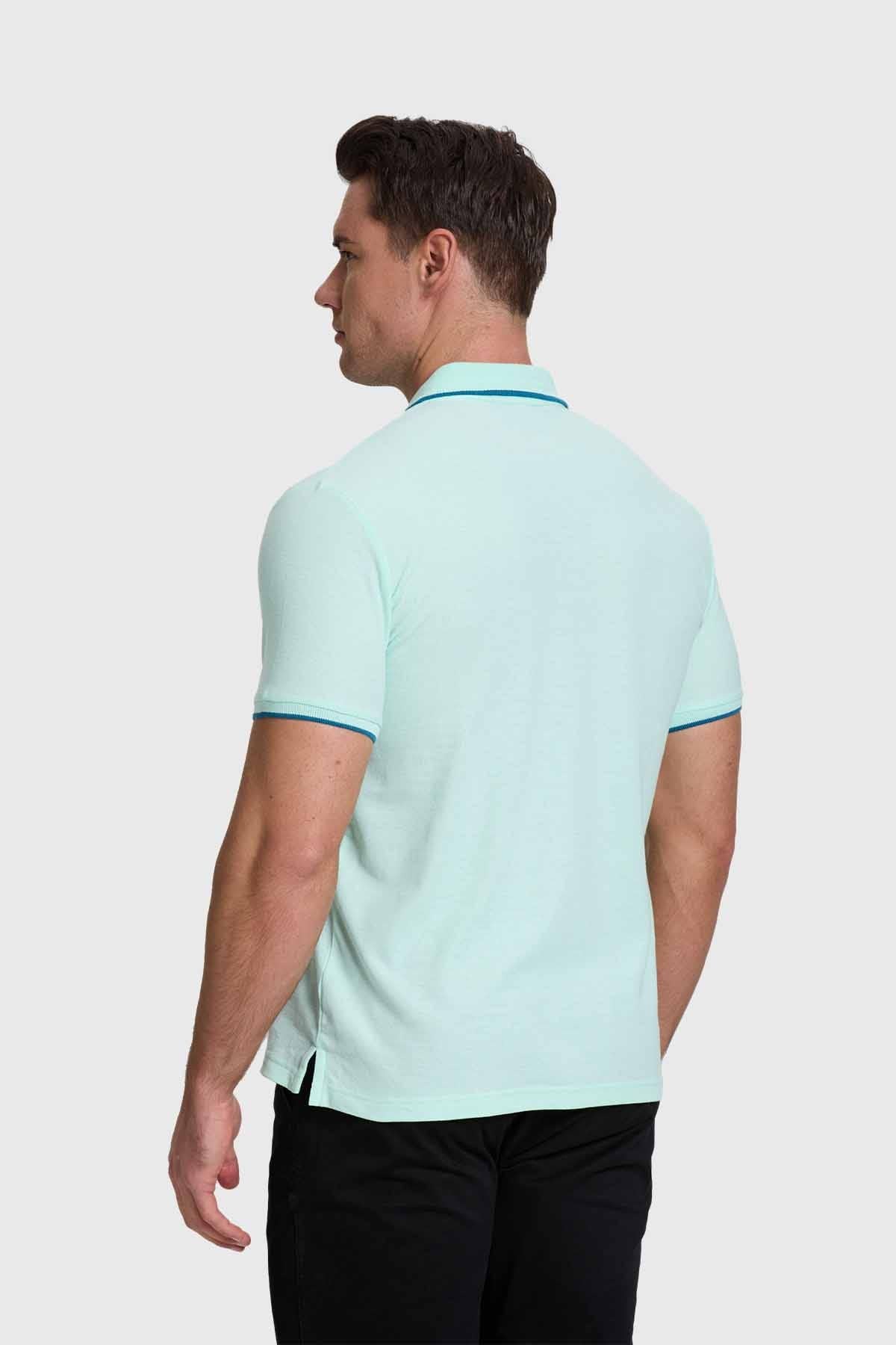 Polera Hombre Piqué Básica Aqua