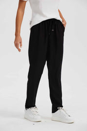 Pantalón Mujer Recto Cordones Negro