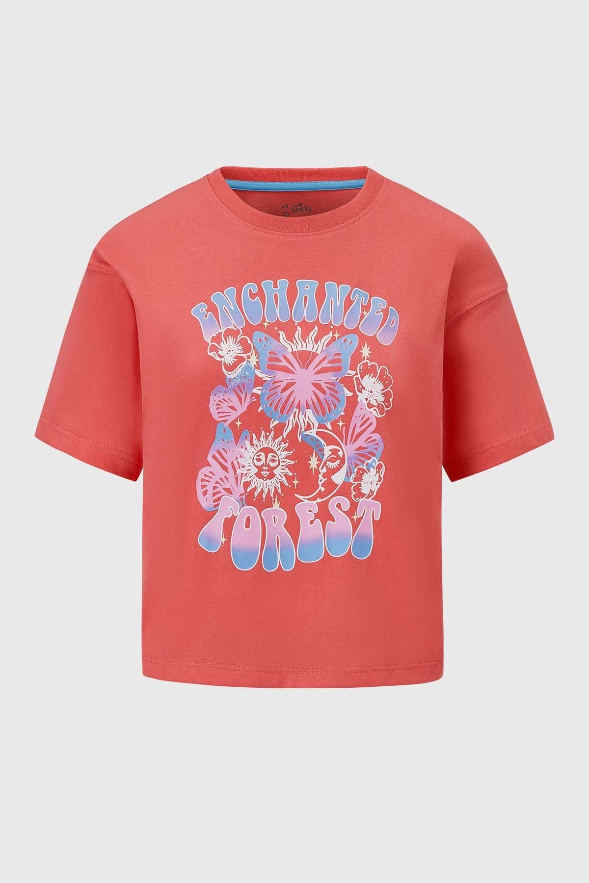 POLERA NIÑA CROP OVERSIZE CORAL
