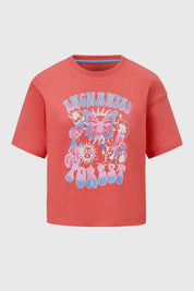 POLERA NIÑA CROP OVERSIZE CORAL