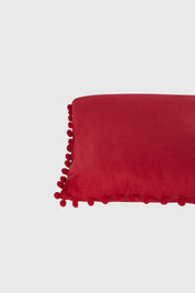 COJÍN HOME POM POM CUADRADO ROJO OSCURO