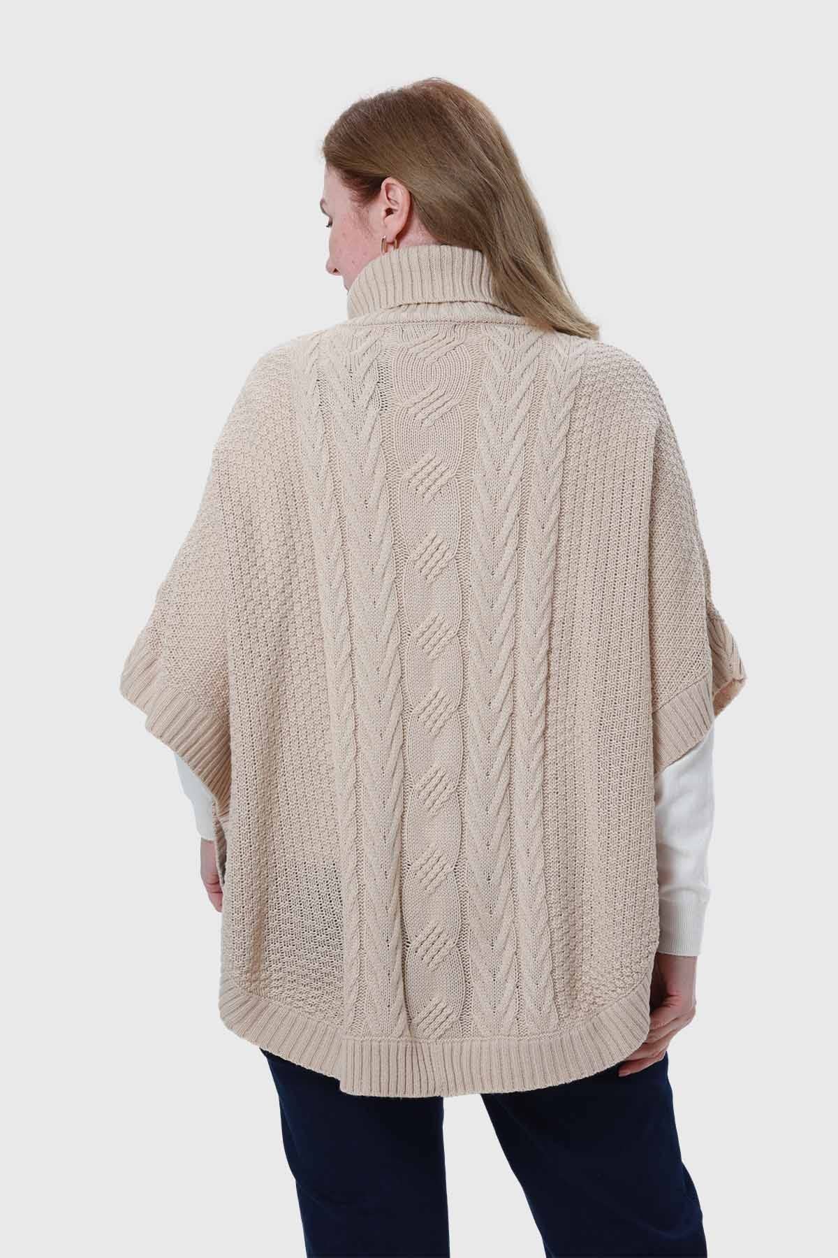 Sweater Mujer Poncho Beige