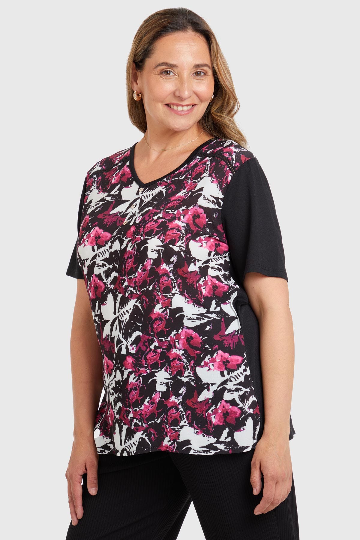Polera Bimateria Negro
