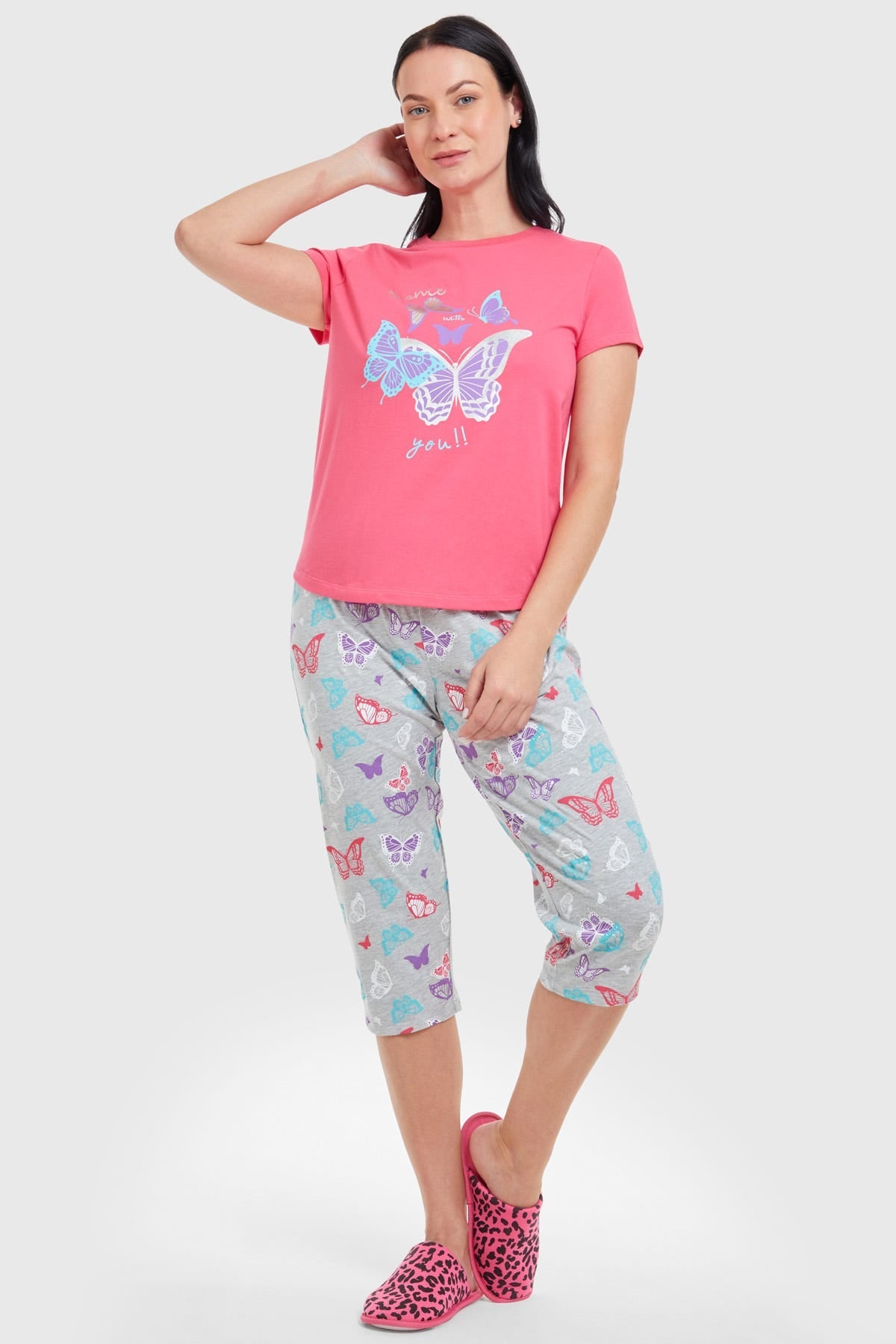 Pijama Mujer Capri Print Fucsia