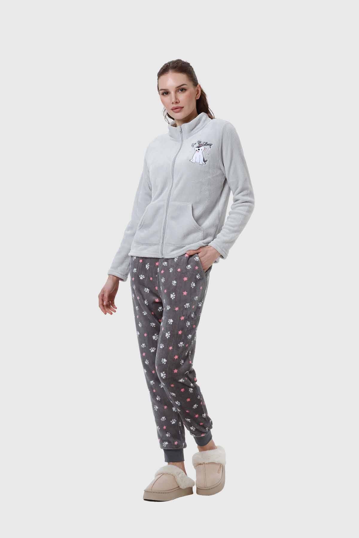 Pijama Mujer Polar Gris