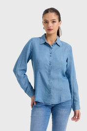 Blusa Mujer Entallada Azul