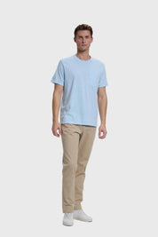 Polera Hombre Básica Con Bolsillo Celeste