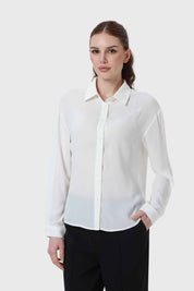 Blusa Mujer Aplicación Perlas Canes Crudo