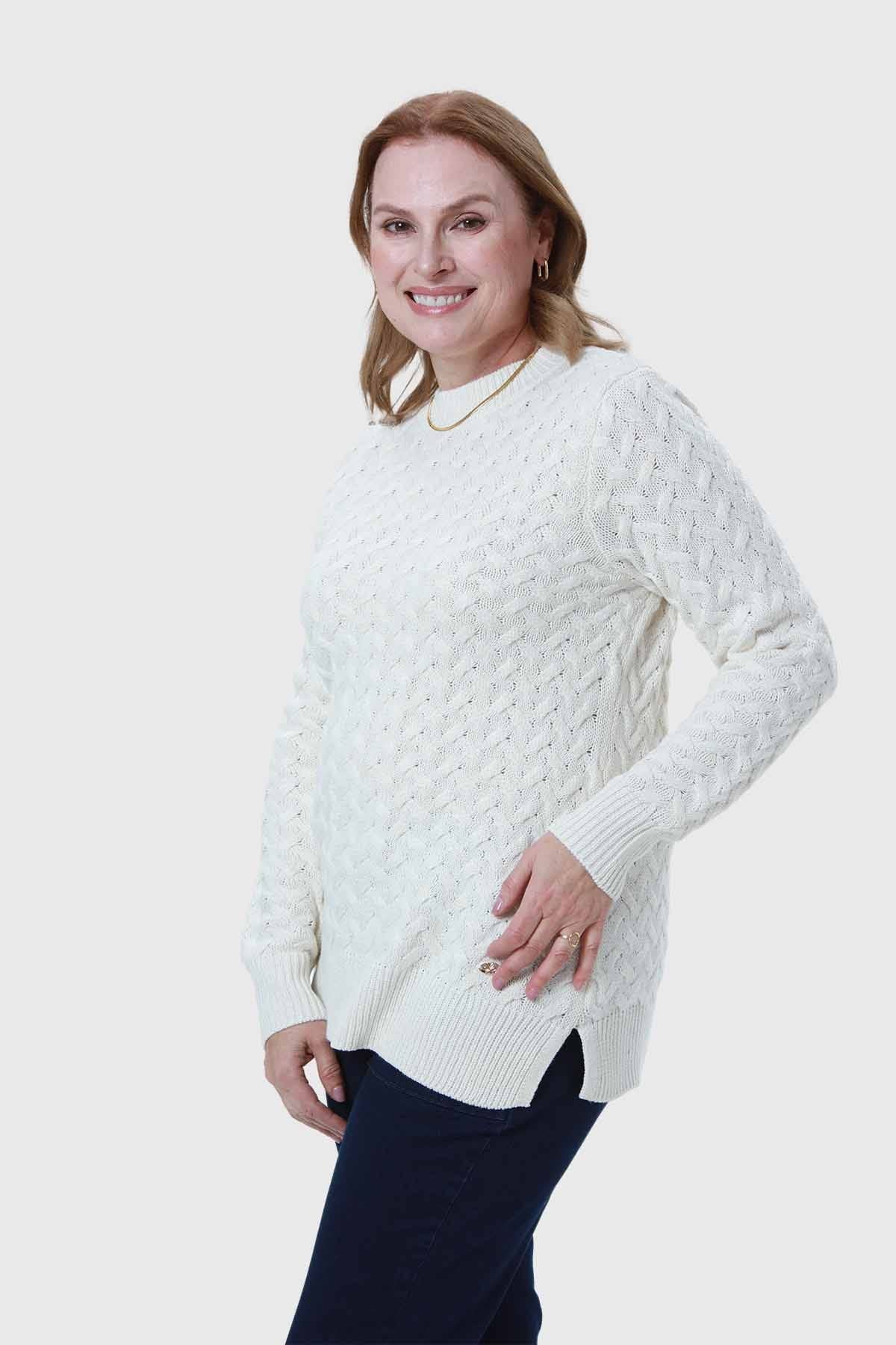 Sweater Mujer Calado Crudo