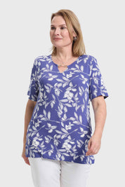 Polera Mujer Aplicación Print Azul