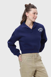 Polerón Mujer Crop Azul
