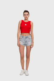 Polera Mujer Bordado Rojo