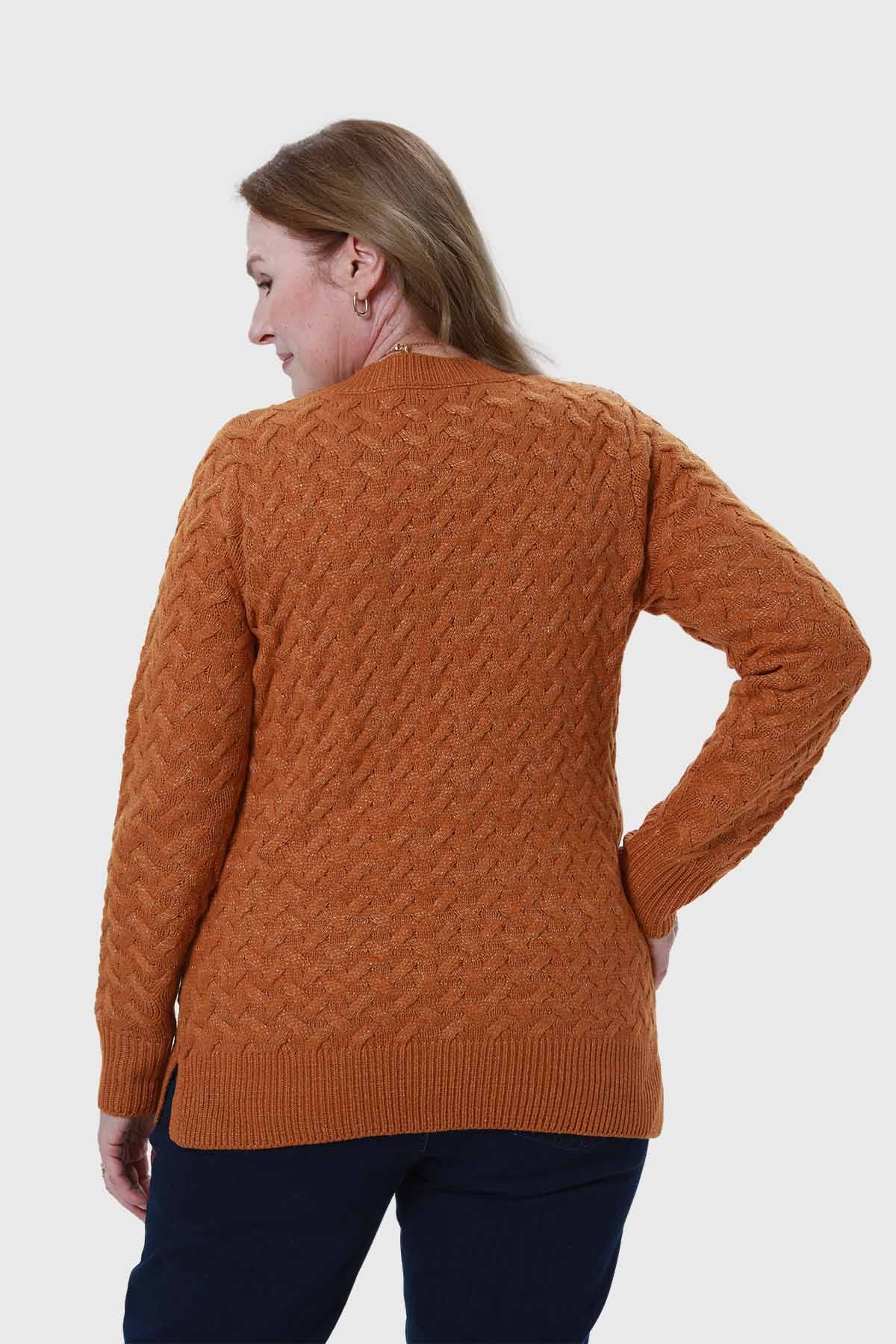 Sweater Mujer Calado Camel I