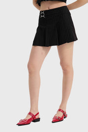 Falda Mujer Listada Tablas Negro