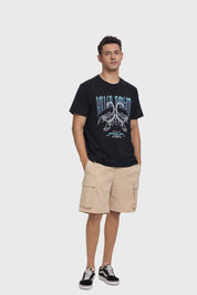 Polera Hombre Print Acid Wash Negro