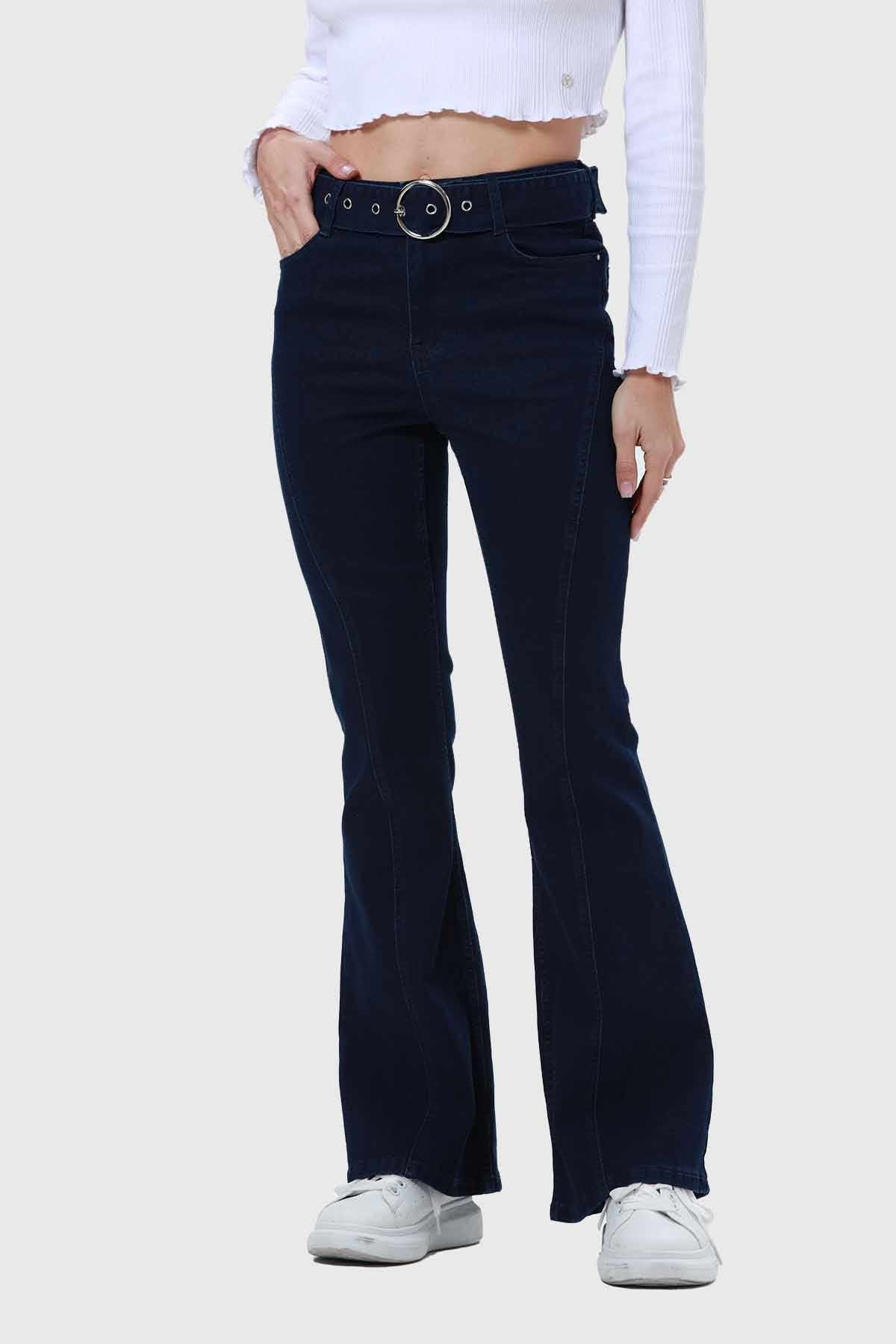 Jeans Mujer Flare Linea Curva Azul