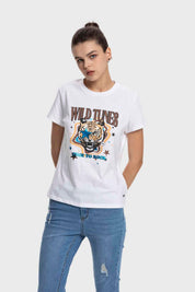 Polera Mujer Básica Print Blanco