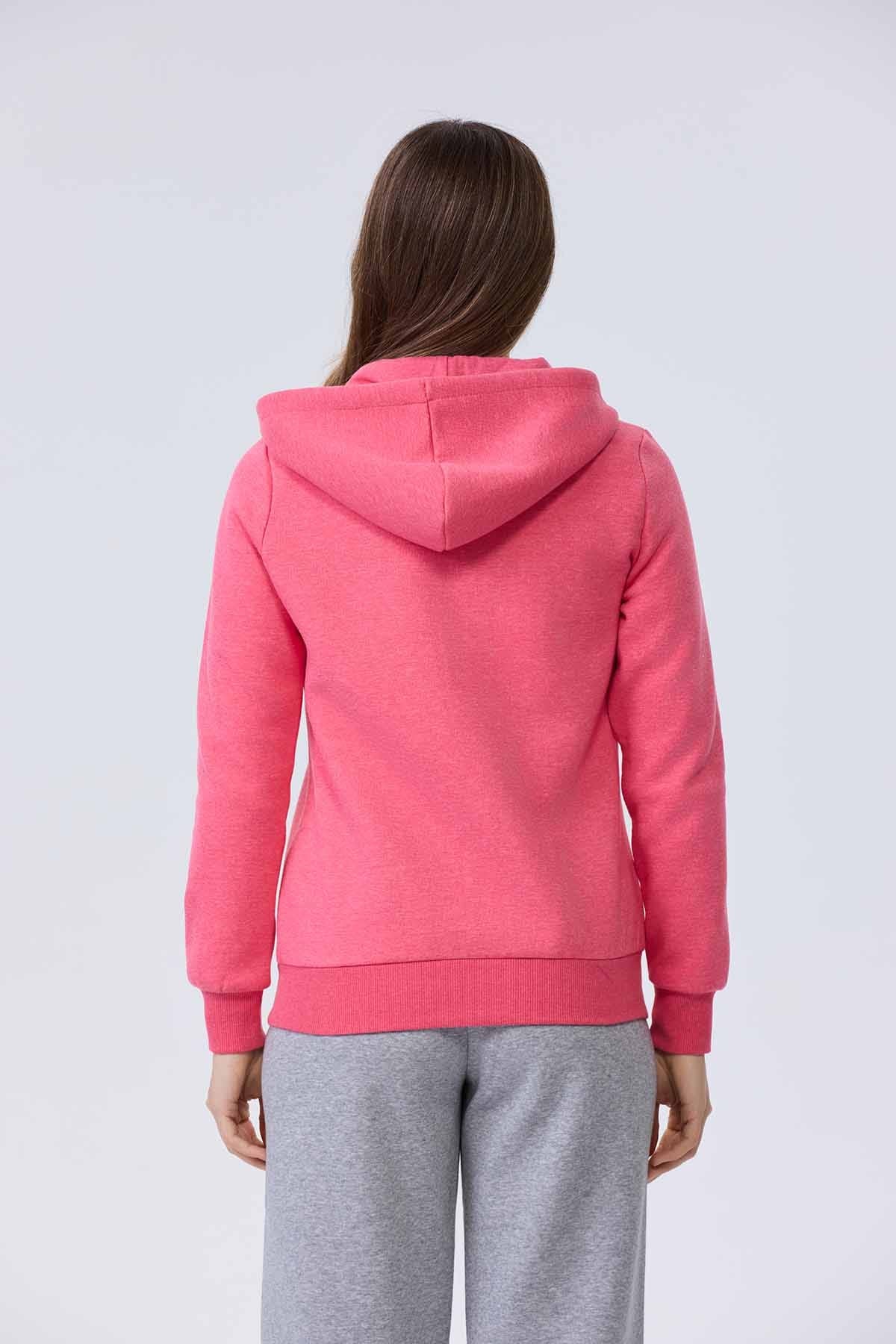 Polerón Mujer Básico Hoodie Guinda Melange
