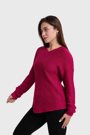 Sweater Mujer Listado Fucsia