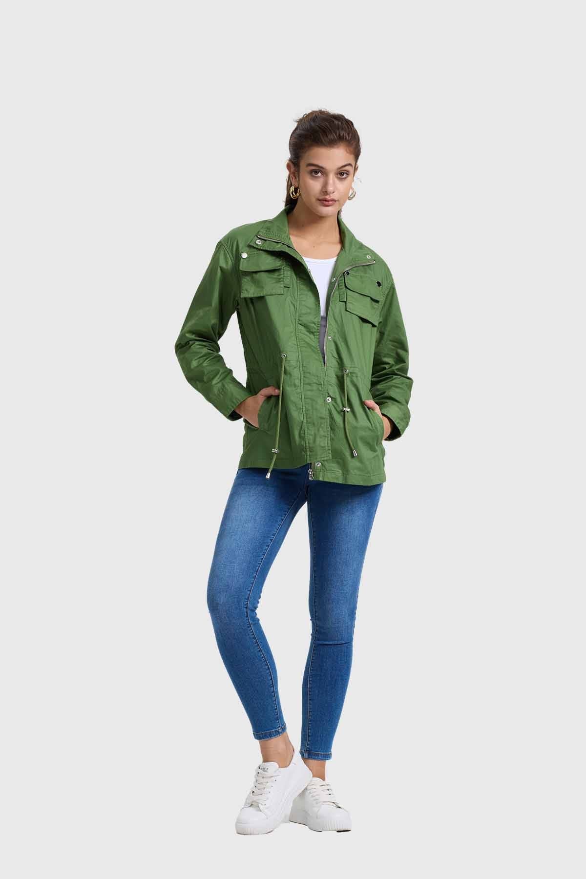 Chaqueta Mujer Aplicación Cintura Verde